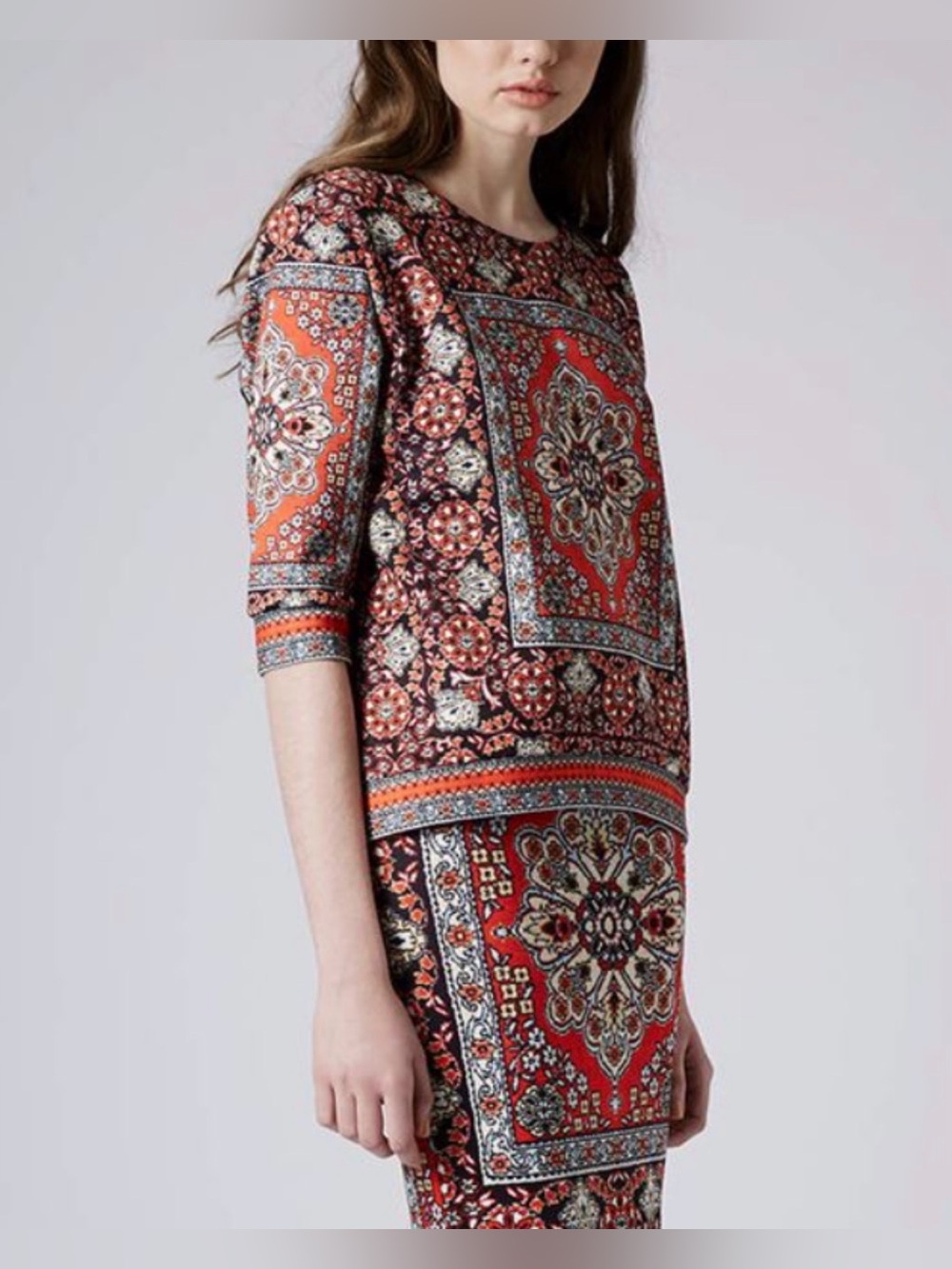 Topshop Persian Rug Paisley Bohemian Top Sz 4
